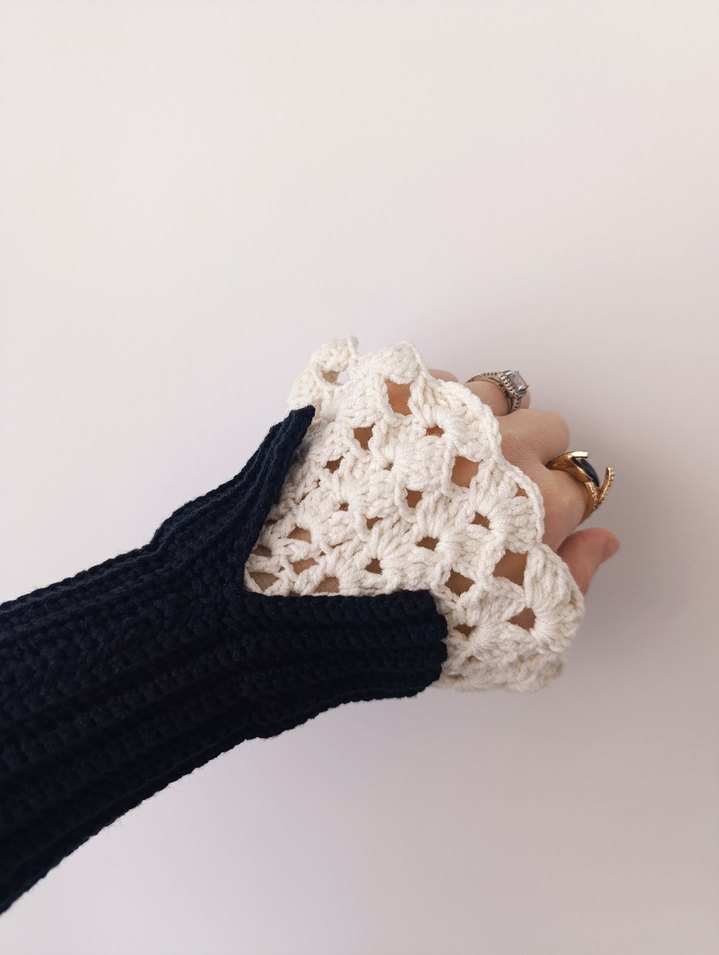 Dantel Detaylı Bohem Örgü Kadın Eldiveni - Görsel 4