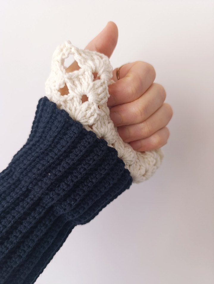 Dantel Detaylı Bohem Örgü Kadın Eldiveni - Görsel 3