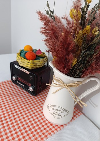 Beyaz Turuncu Kareli Masa Örtüsü - Görsel 6