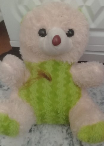 Yeşil Detaylı Beyaz Peluş Oyuncak Ayı