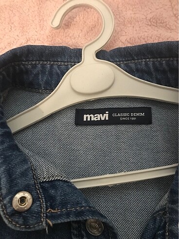 s Beden Mavi jeans kadın kot ceket gömlek