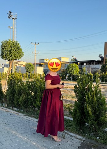 Abiye Bordo Uzun Drapeli Kadın Abiye Elbise