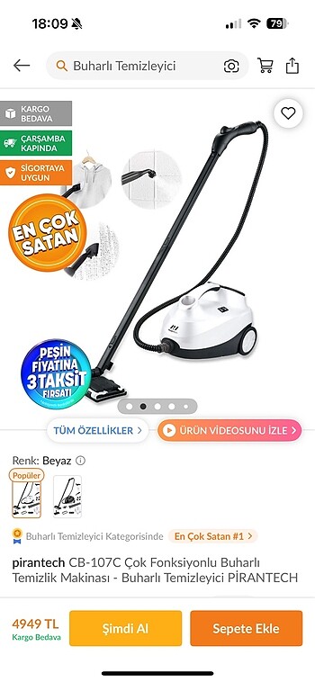 Buharlı temizleyici