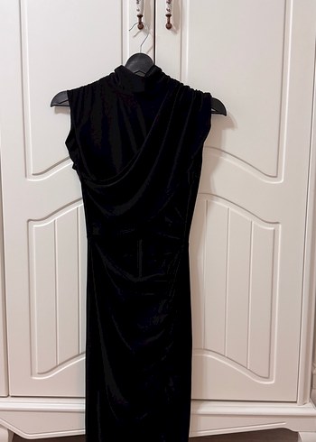 Siyah Drapeli Uzun Kadın Elbise - Görsel 2