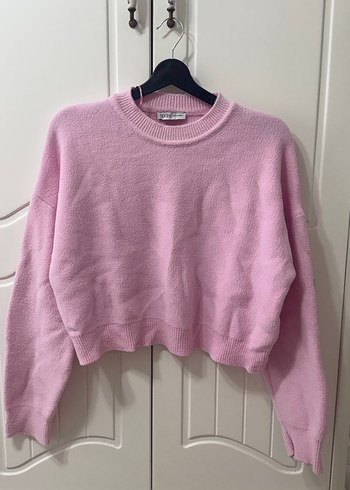 Pembe Örgü Kadın Triko - Görsel 2