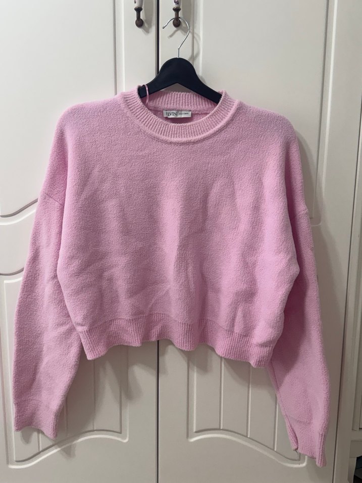 Pembe Örgü Kadın Triko - Görsel 2