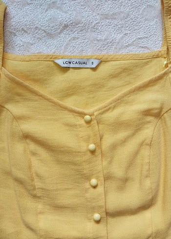 LC Waikiki Sarı Mini Keten Karışımlı Elbise LCW casual S beden