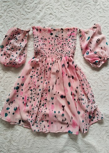 Pembe Straplez Şifon Mini Elbise TRENYOLMİLLA