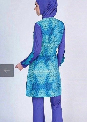 Uzun Kollu Drapeli Mavi Balık Model Mayo - Görsel 3