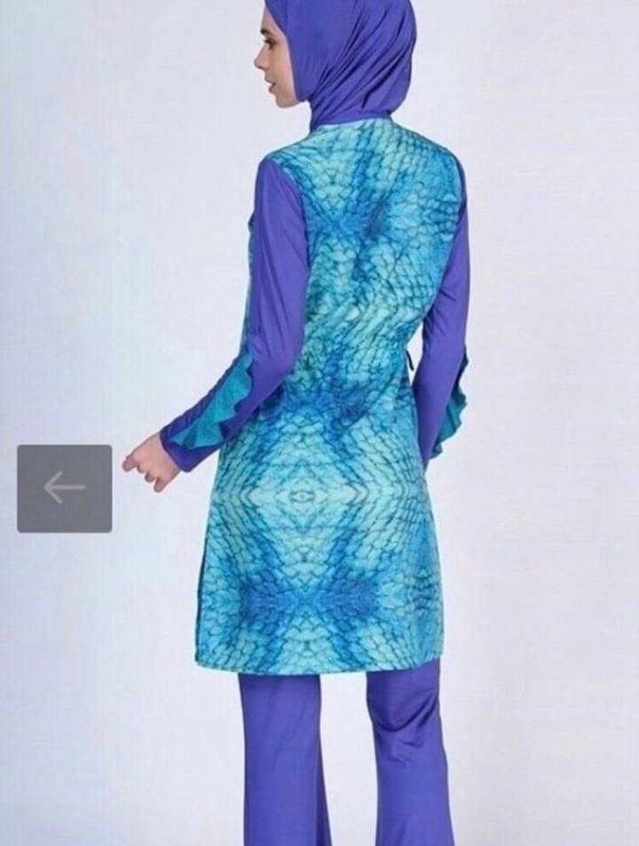 Uzun Kollu Drapeli Mavi Balık Model  Mayo - Görsel 3