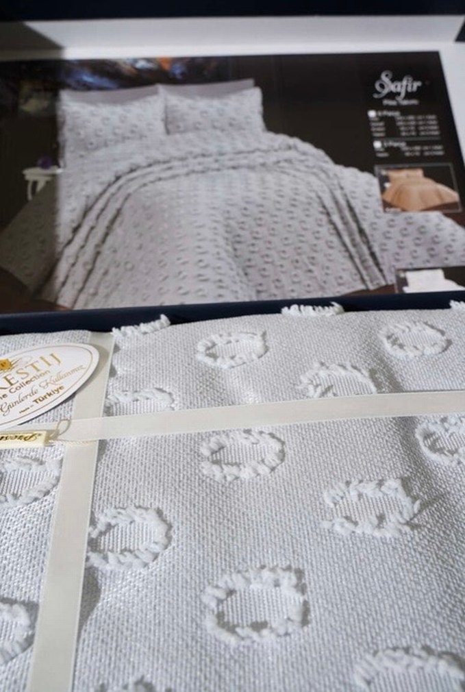 6 parça çift kişilik pike takımı gri - Görsel 2