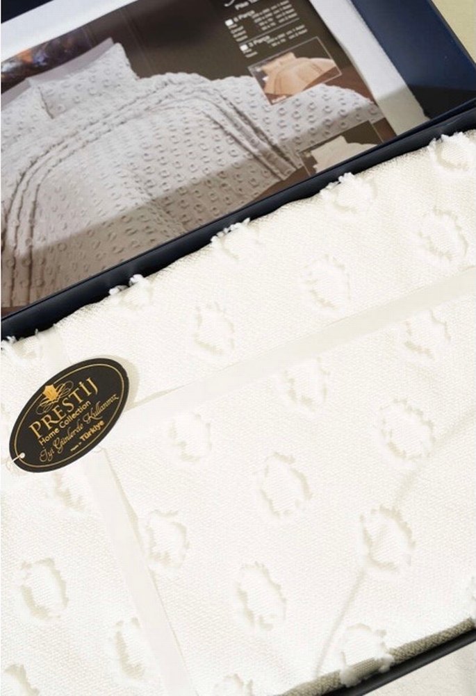 6 parça çift kişilik pike takımı krem - Görsel 2