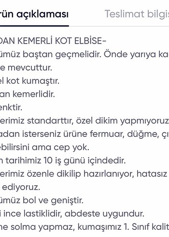 Yandan kemerli kot elbise - Görsel 2