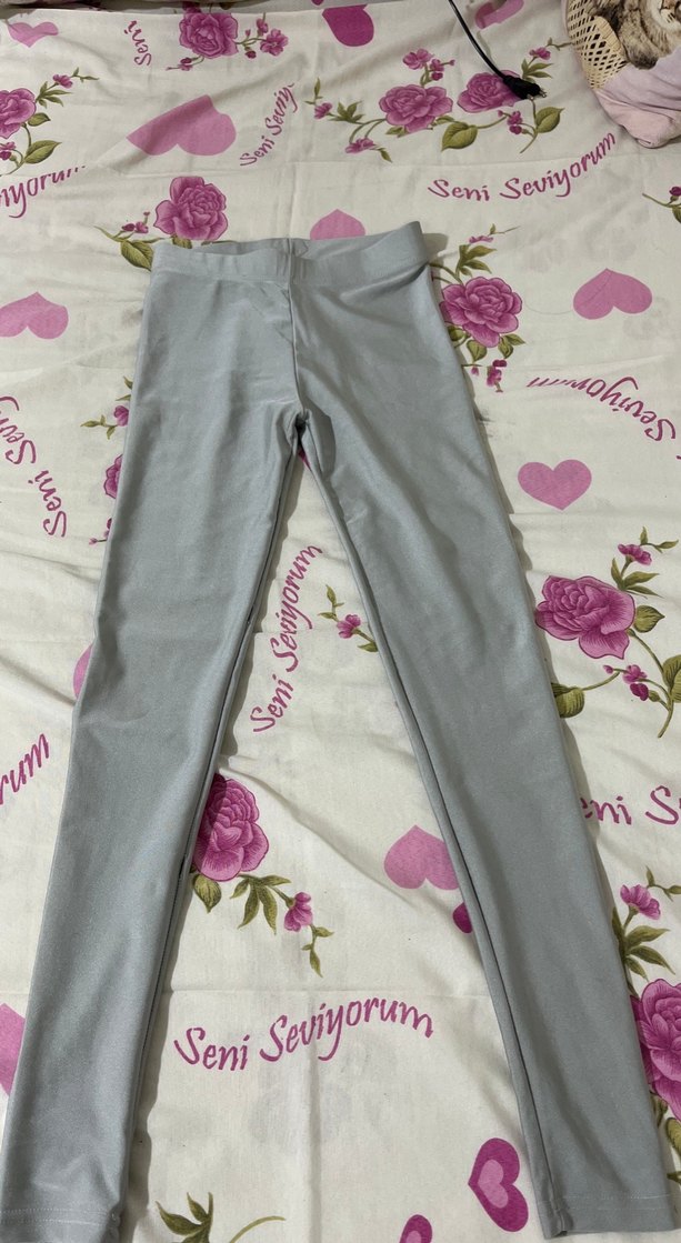 Gri Kadın disko Tayt, Esnek Kumaş - Görsel 3