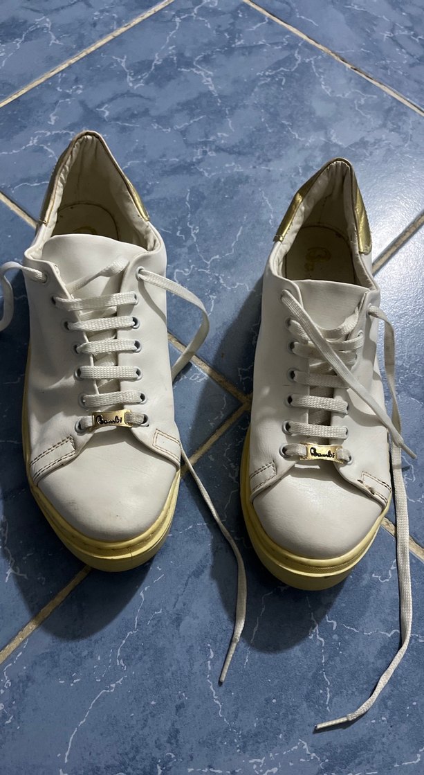 Beyaz Bağcıklı Stiletto Topuklu Kadın Spor Ayakkabı - Görsel 2