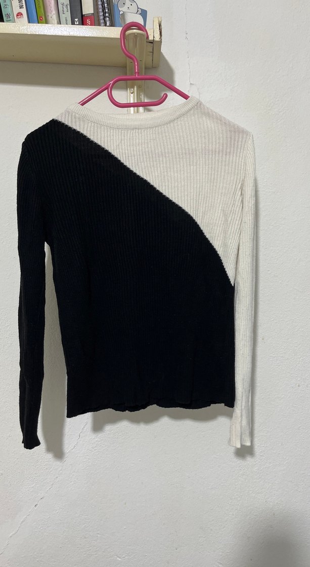 Kadın Siyah Beyaz İnce Triko Kazak - Görsel 2