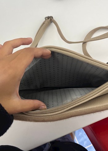 Bej Süet Fermuarlı Kadın Çanta - Görsel 2