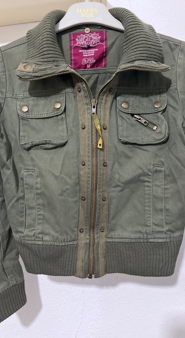 Fermuarlı  Kamuflaj Kadın Ceket - Görsel 3