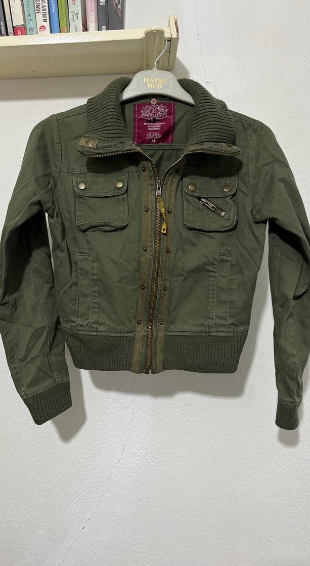 Fermuarlı  Kamuflaj Kadın Ceket - Görsel 2