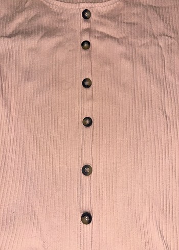 Bej Düğmeli Kadın Triko Bluz - Görsel 2