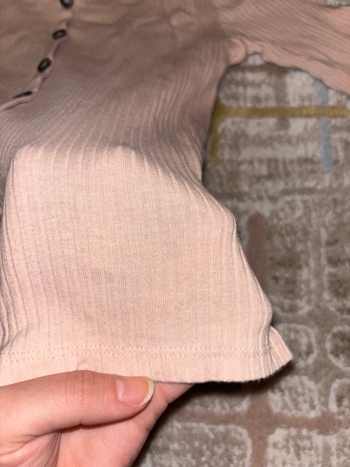 Bej Düğmeli Kadın Triko Bluz - Görsel 3