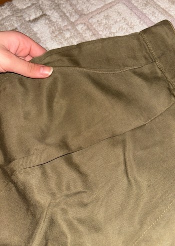 Bej Rahat Kesim Kadın Mini Keten Şort - Görsel 4