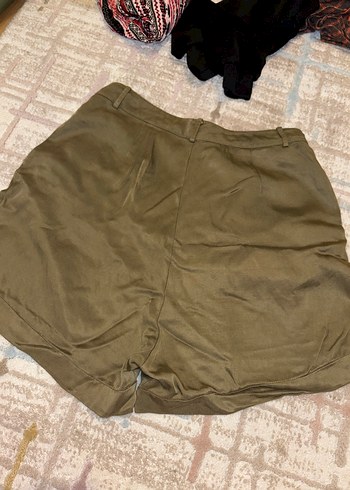 Bej Rahat Kesim Kadın Mini Keten Şort - Görsel 7