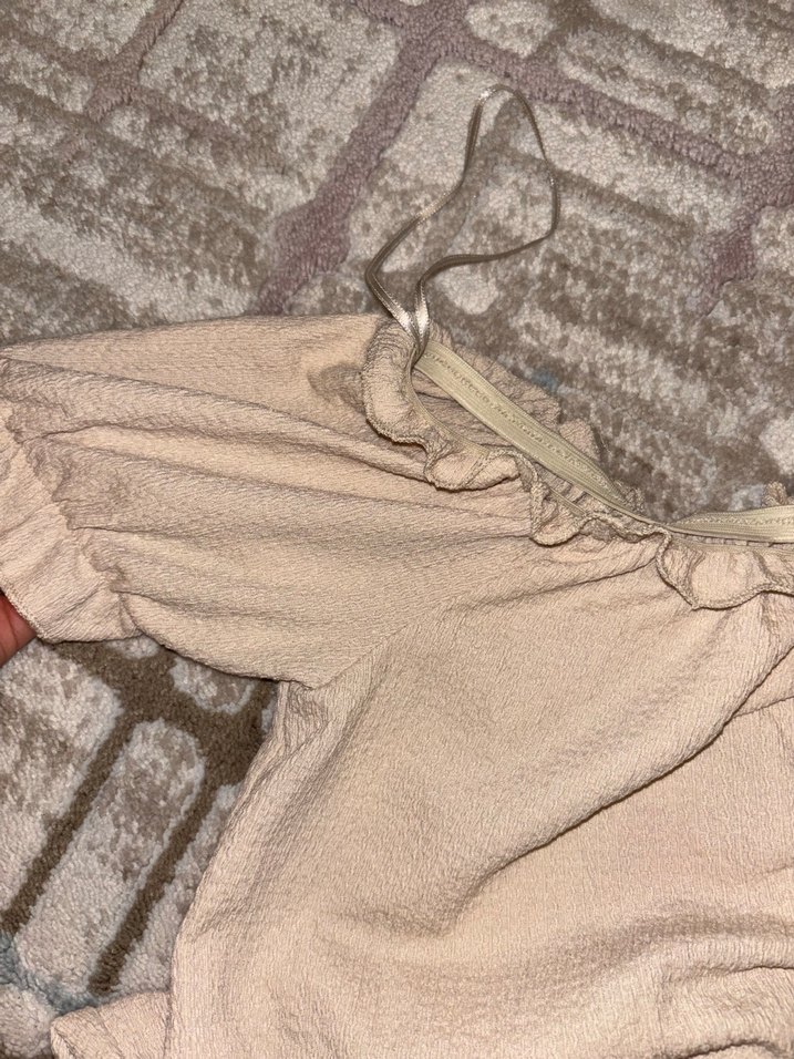 Bej Keten Bohem Robalı Kadın Bluz - Görsel 3