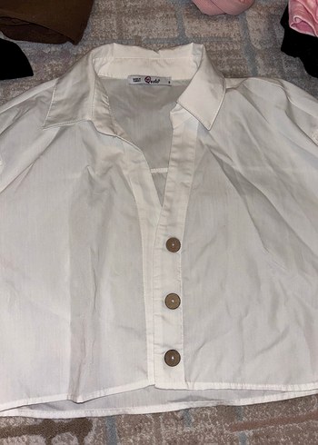 Düğmeli Beyaz Keten Gömlek - Görsel 2