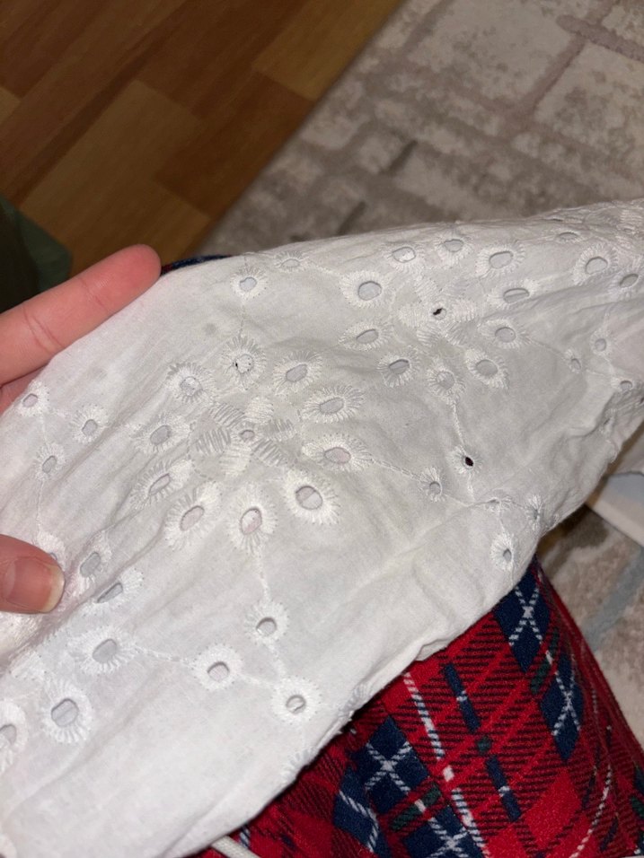 Düğmeli Beyaz Keten Gömlek - Görsel 5