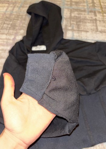 Siyah Yüksek Yakalı Kadın Sweatshirt - Görsel 4