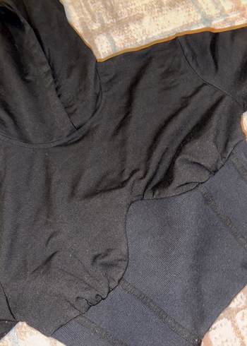 Siyah Yüksek Yakalı Kadın Sweatshirt - Görsel 2