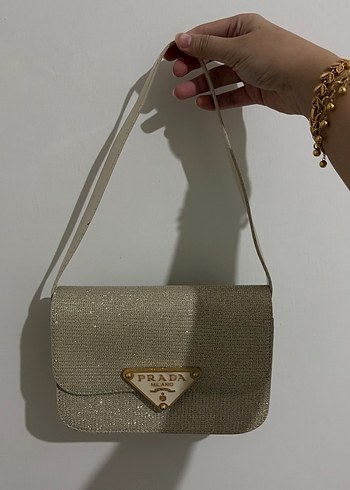 Prada Bej İsiltili Mini Capraz Canta