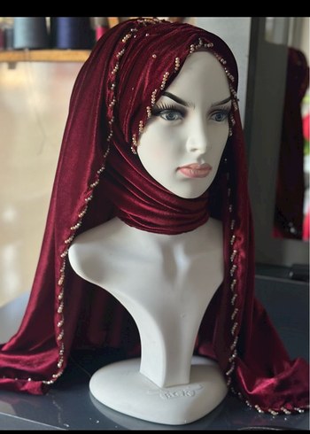 Bordo Kadife Hazır Kına Duvağı