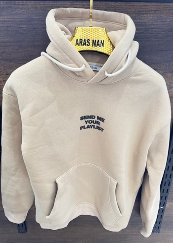 Bej Kapüşonlu Streetwear Sweatshirt