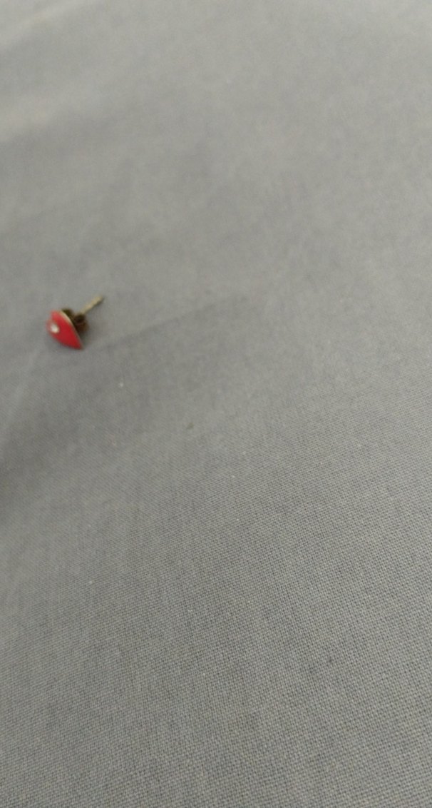 Kırmızı Kalp küpe, boncuk detaylı, tek kulak için - Görsel 3