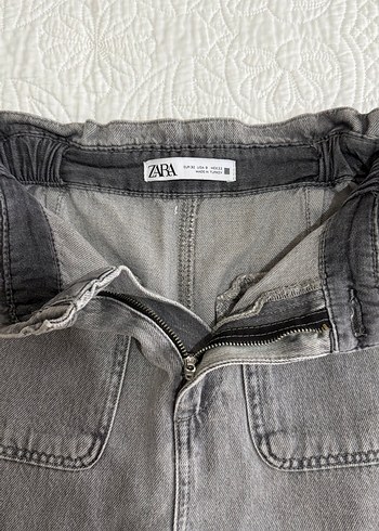 32 Beden Gri Kemerli Rahat Kesim Kadın Kot Pantolon