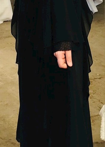 40 Beden siyah Renk Uzun Siyah Gotik Drape Detaylı Elbise Şifon Özel gün elbisesi