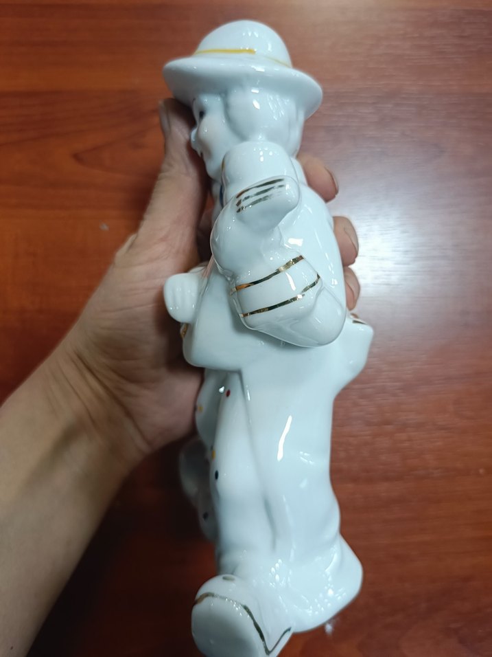 Rengarenk Puantiyeli Beyaz Seramik Palyaço Biblo - Görsel 3