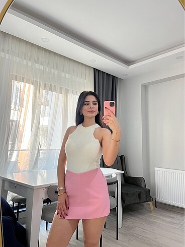 Toz pembe sezon zara şort etek