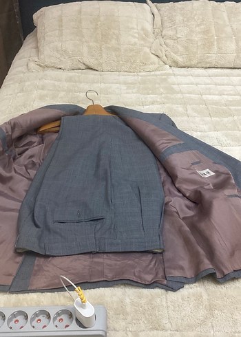 Gri Notch Yaka Düğmeli Erkek Takım Elbise - Görsel 2