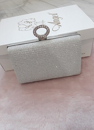 Gümüş renk clutch çanta 