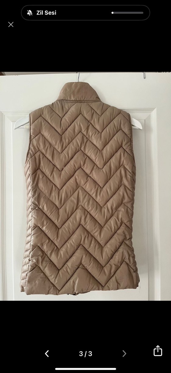 Mango Bej Fermuarlı Yüksek Yakalı Kadın Yelek - Görsel 2