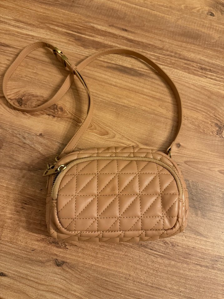 Bej Deri Kadın Omuz Çantası - Görsel 2