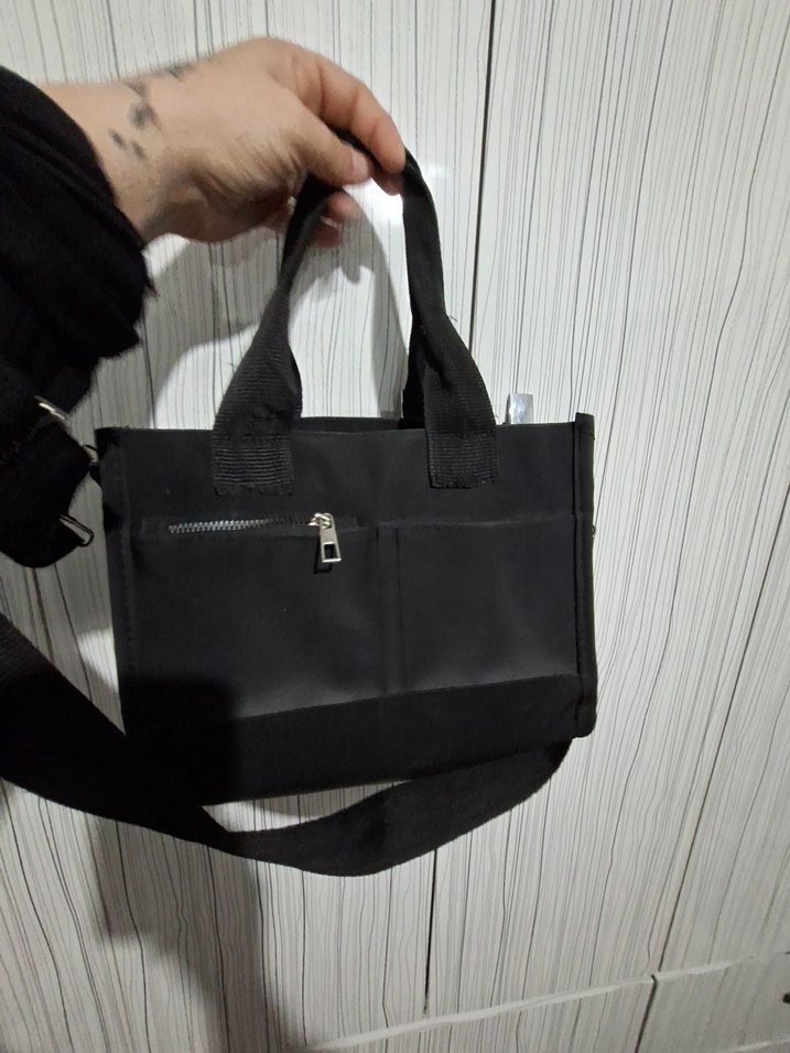 Siyah Minimalist Fermuarlı Kadın Çanta - Görsel 2