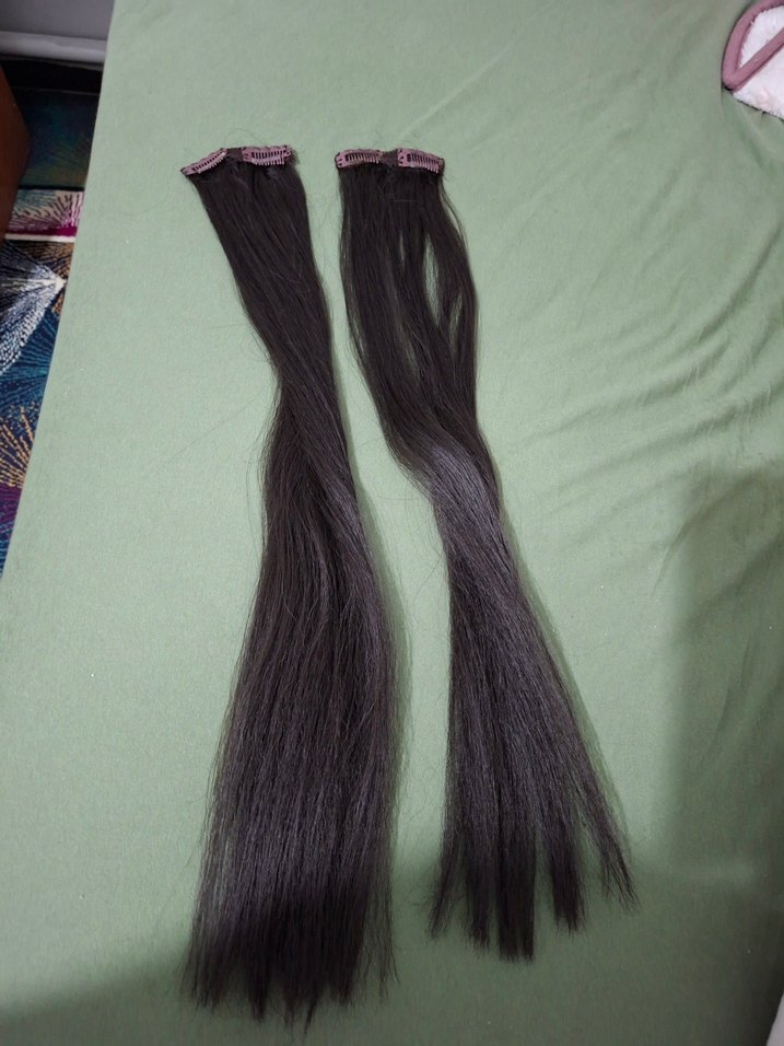 Düz Siyah Sentetik Elastik Saç Uzantısı - Görsel 2