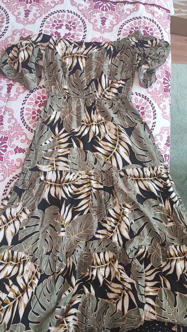 Kahverengi Bohem Uzun Elbise Straplez - Görsel 2