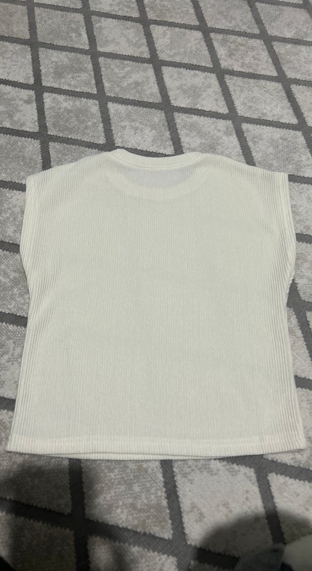 Kız Çocuk Beyaz Kısa Kollu Basic Tişört - Görsel 2