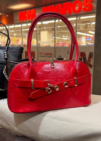 Parlak Siyah Yılan Desenli Deri Kadın Çanta - Görsel 2