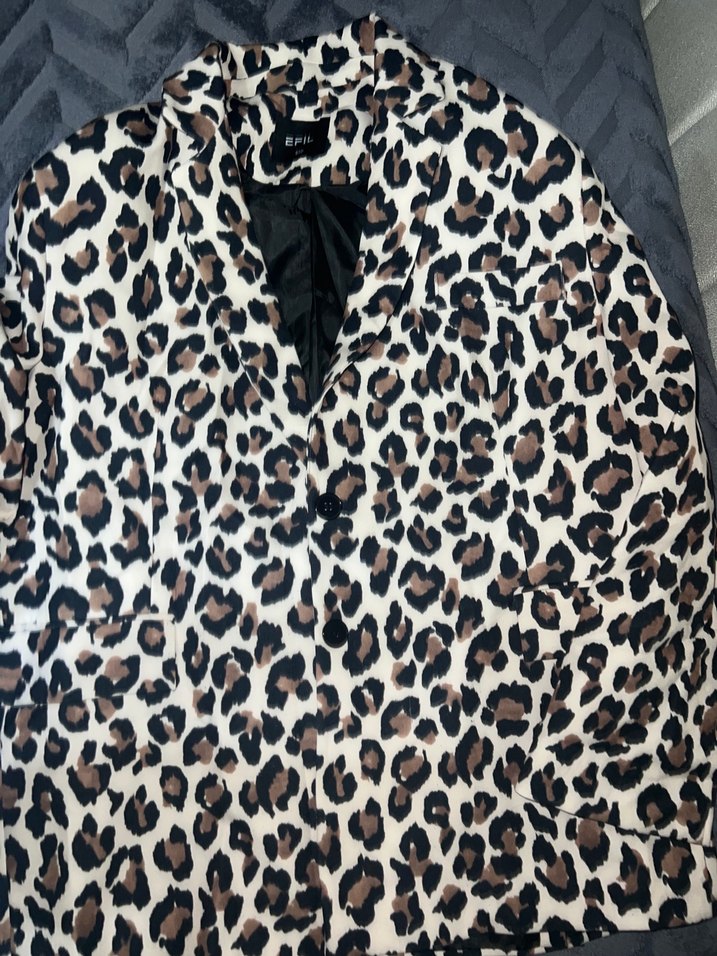Kahverengi Leopar Desenli Kadın Kaban - Görsel 3